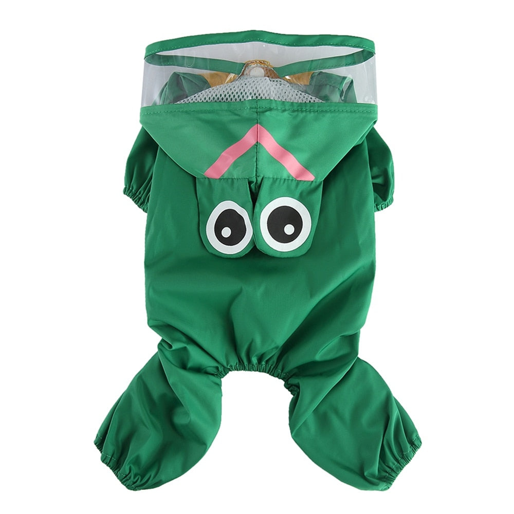 Cute Frog Style Dog Raincoat