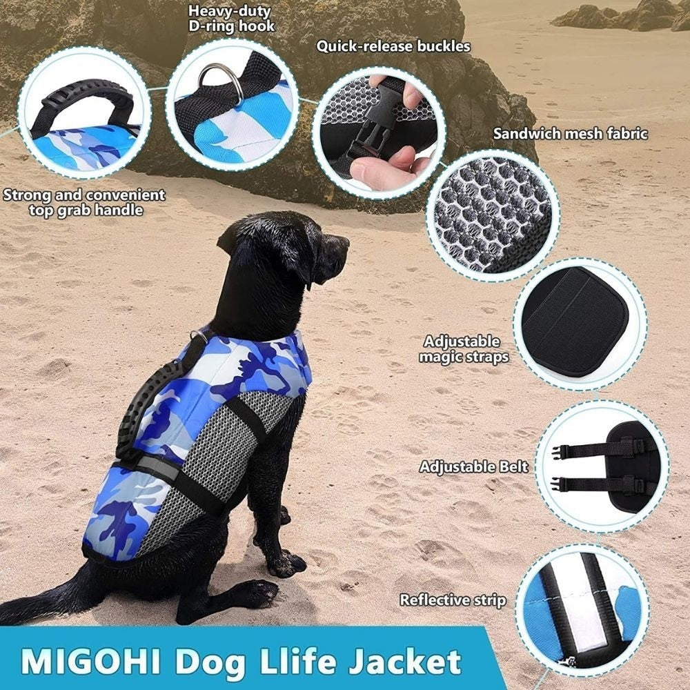 Blue Camouflage Dog Life Jacket