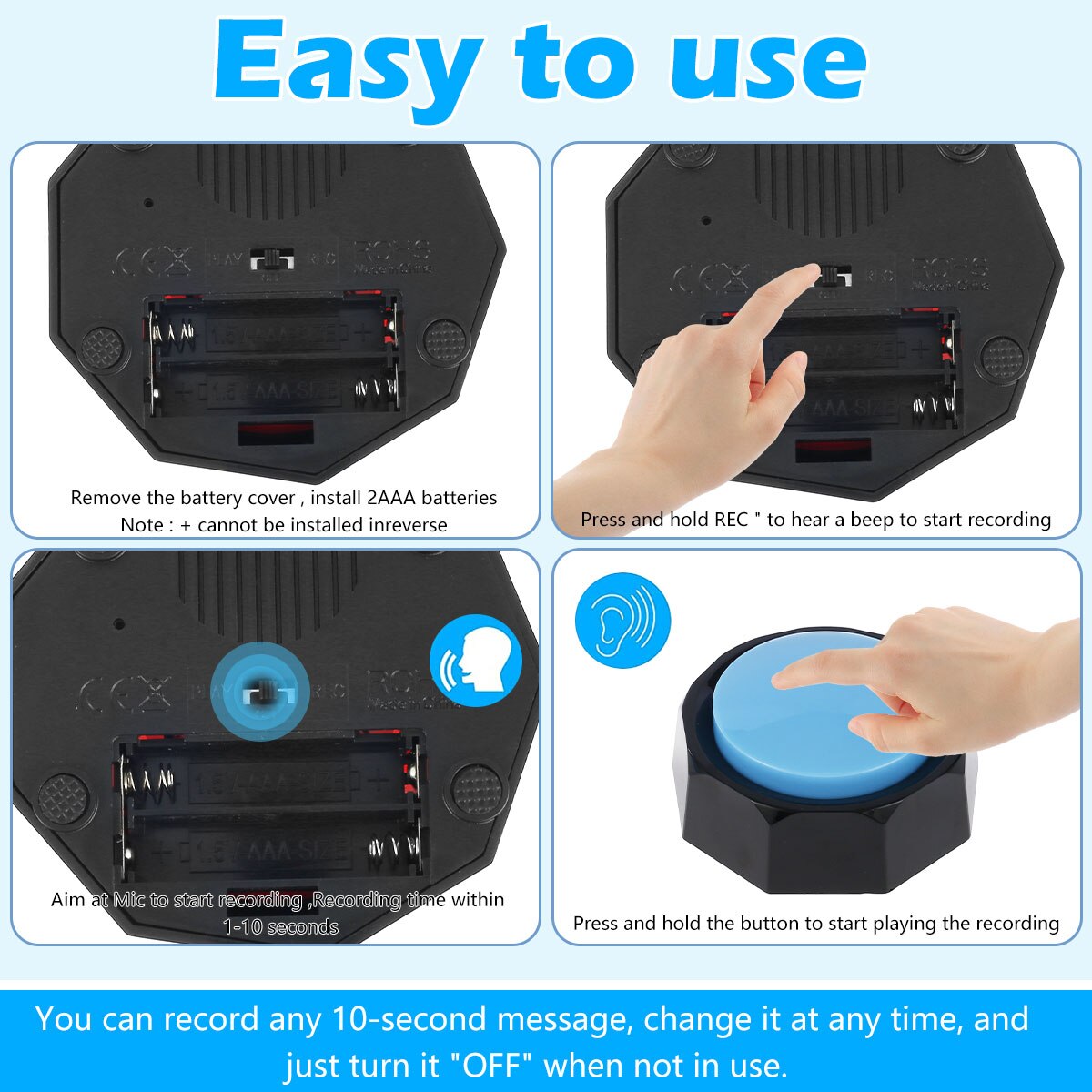 Durable ABS Recordable Dog Talking Button