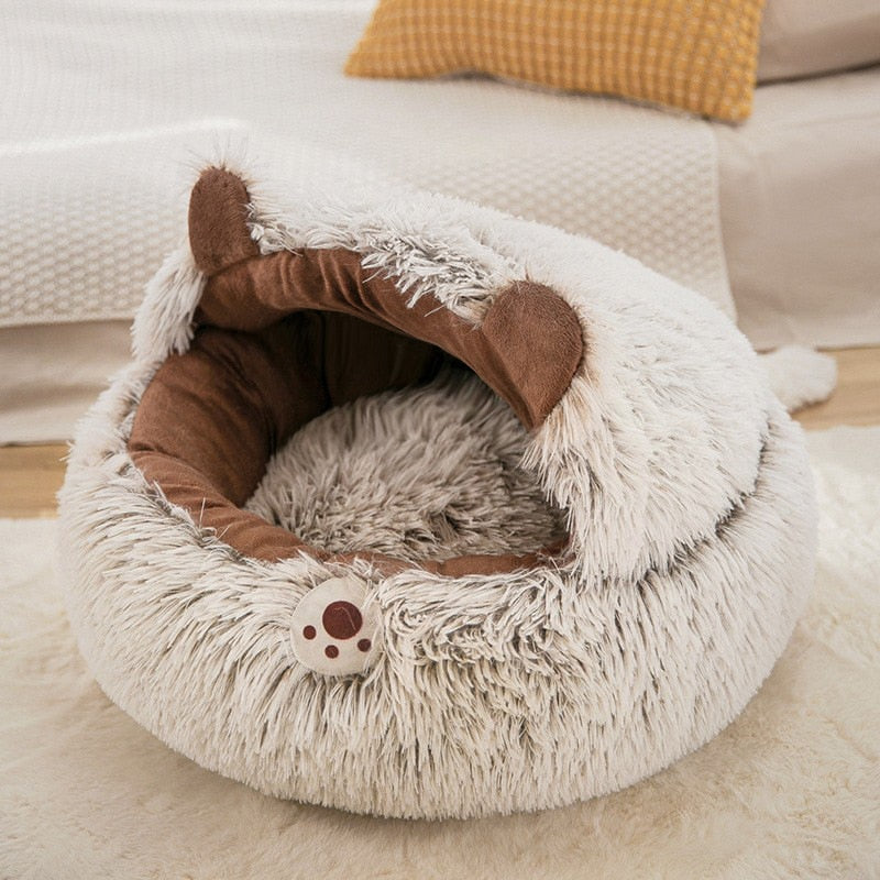 Long Plush Winter Cat Bed