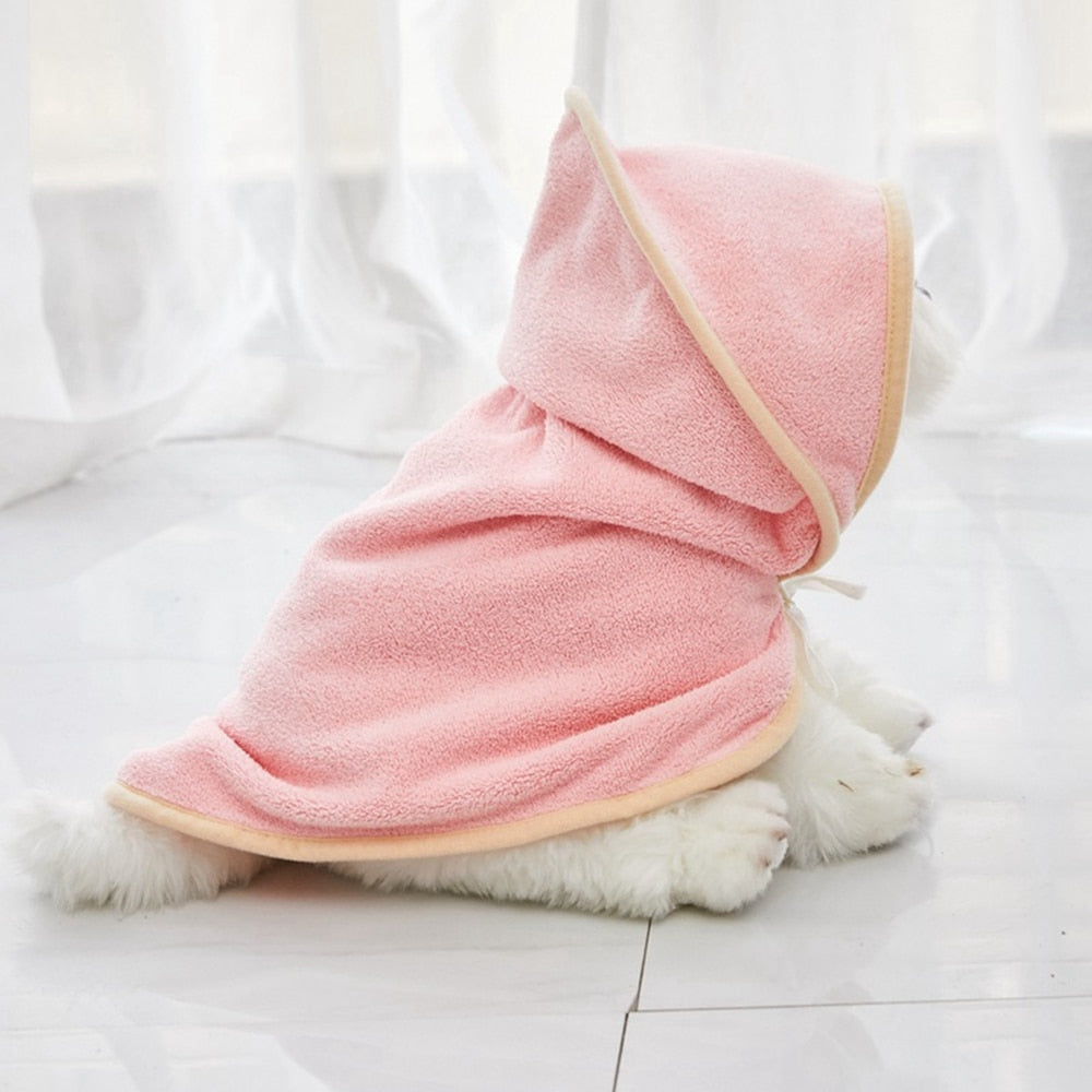 Small Dog Hooded Absorbent Bathrobe