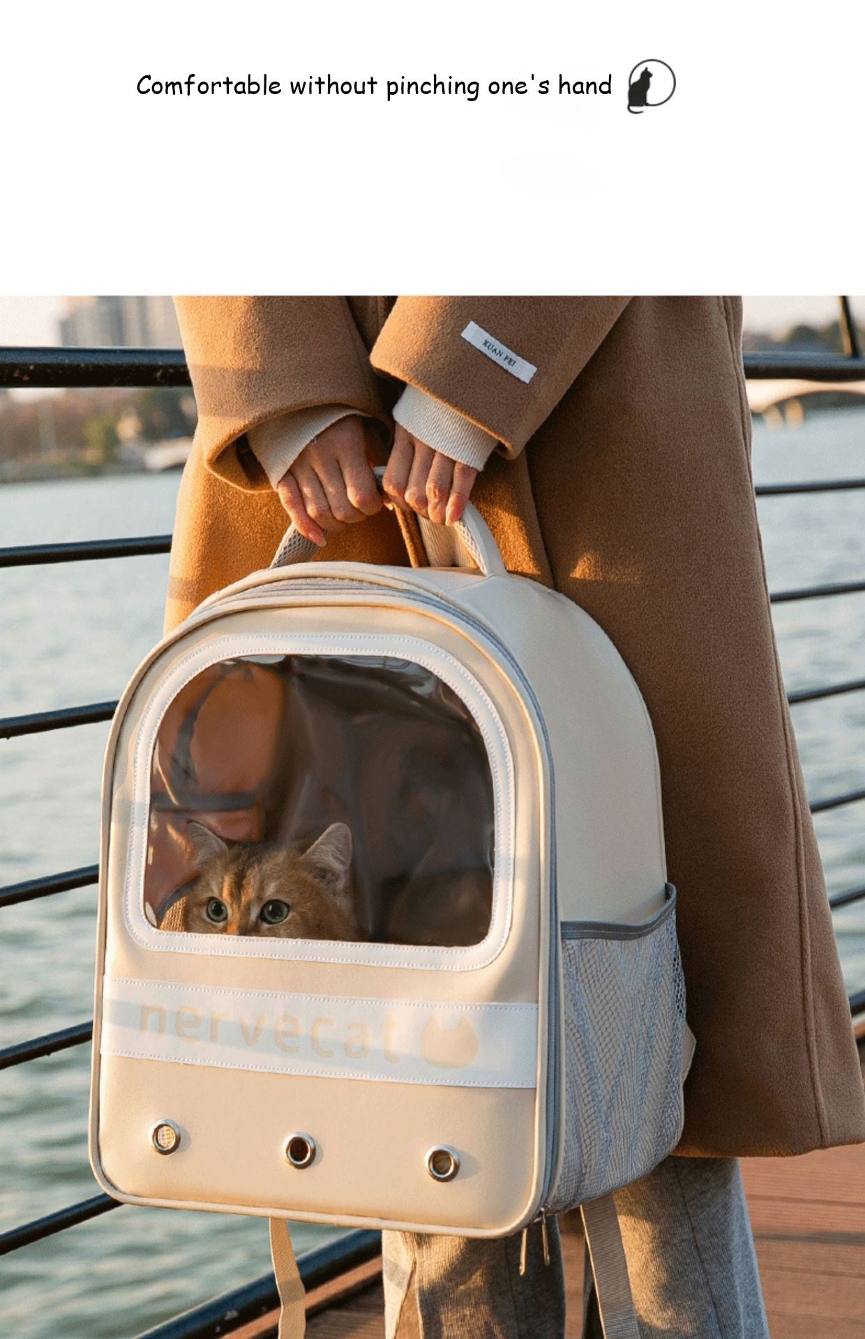 Translucent Window Leather Pet Backpack