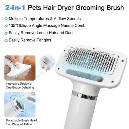 2 In 1 Pet Hair Dryer Slicker Brush