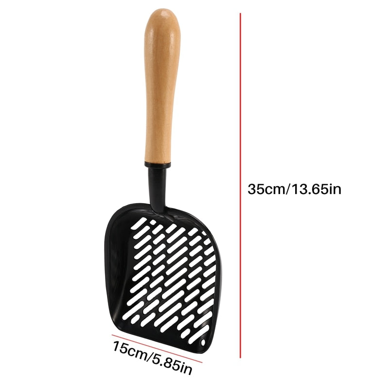 Solid Wood Handle Cat Litter Scoop