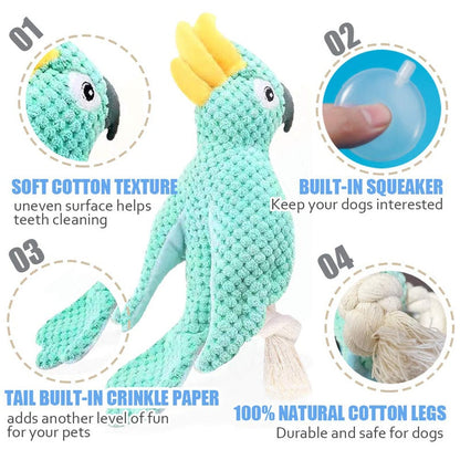 Squeaky Parrot Plush Dog Toys