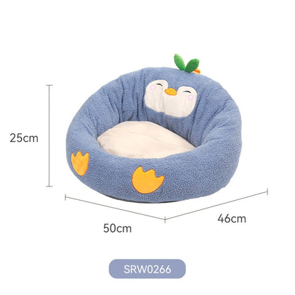 Cartoon Penguin Round Pet Bed