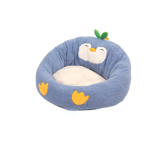 Cartoon Penguin Round Pet Bed