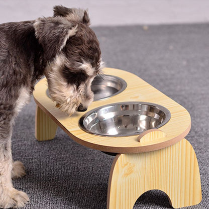 Bamboo Stand Raised Pet Bowl