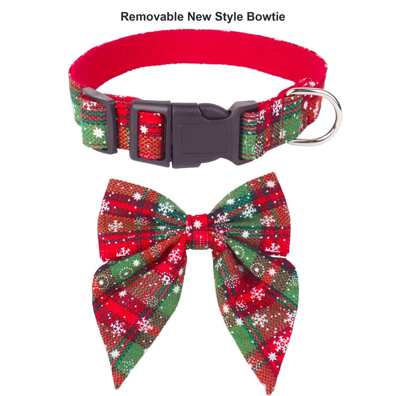 Christmas Dog Cotton Bowtie Collar