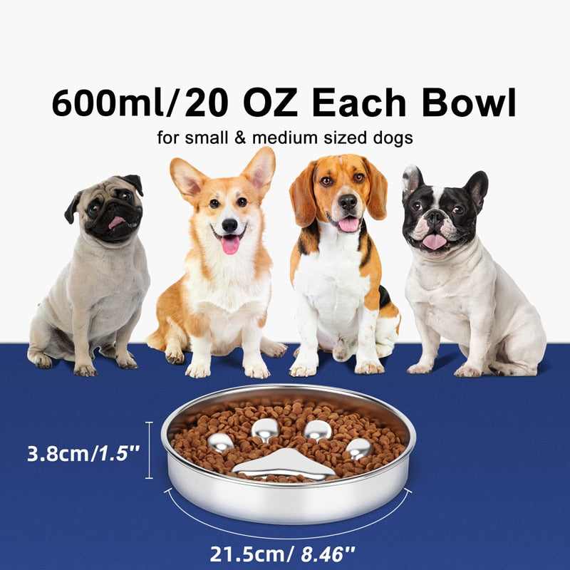 Stainless Steel Paws Design Dog Bowl