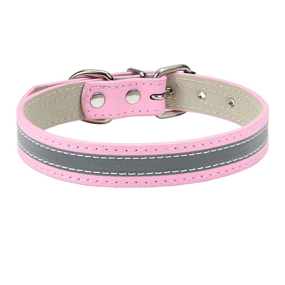 Nickel Plated Leather Dog Collar