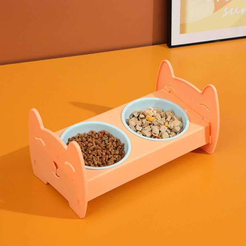 Elevated Detachable Pets Double Bowls