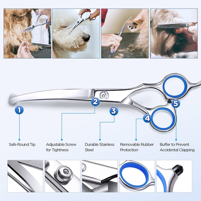 6 In 1 Professional Stainless Steel Dog Scissors