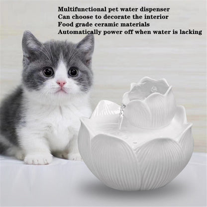 1.5L Ceramic Lotus Pet Water Fountain