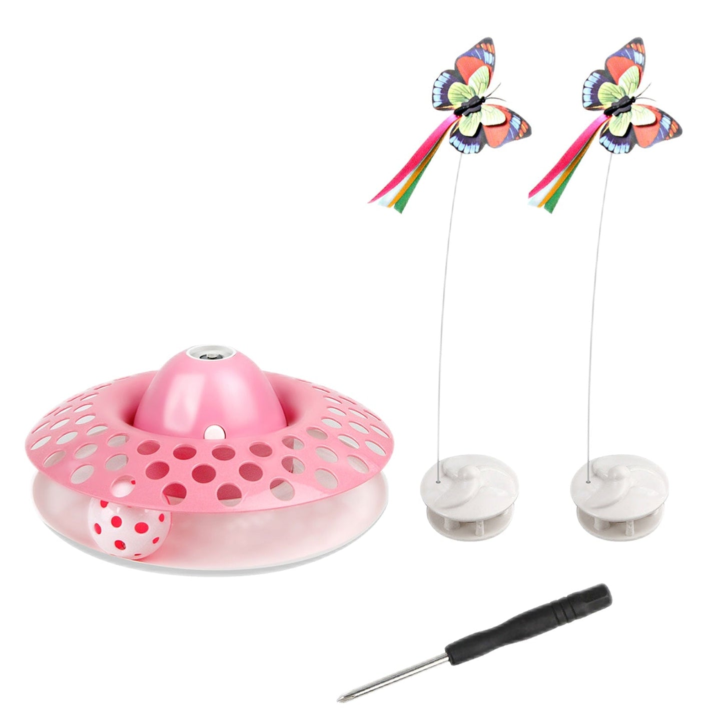 Colorful Butterfly Automatic Rotating Cat Toy