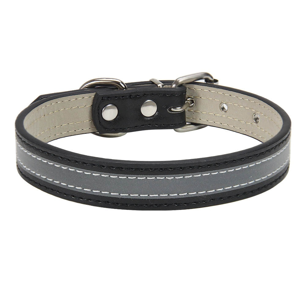 Nickel Plated Leather Dog Collar