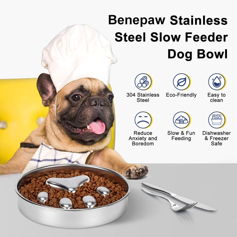 Stainless Steel Paws Design Dog Bowl