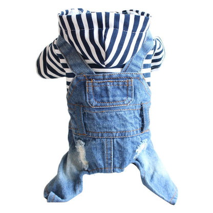 Fashion Stripe Denim Dog Pants