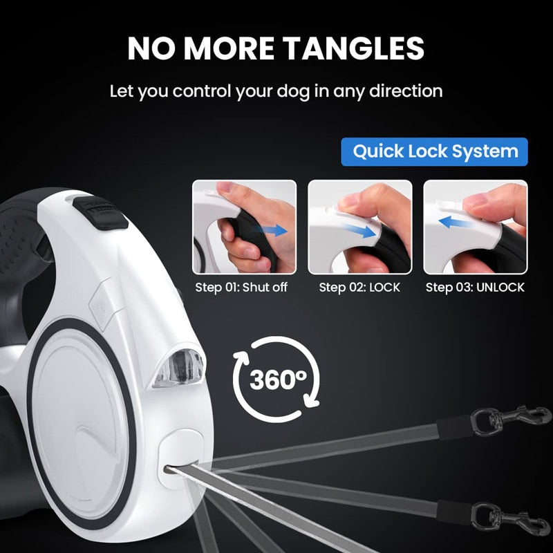 360° No Tangle Flashlight Dog Leash