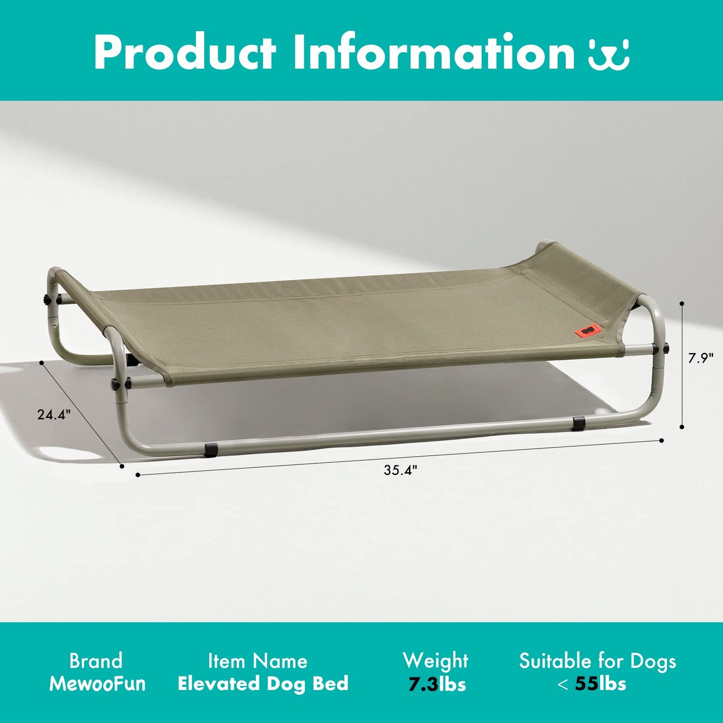 Sturdy Double Rod Elevated Dog Bed