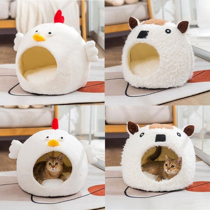 Cartoon Calming Cat Cave Bed