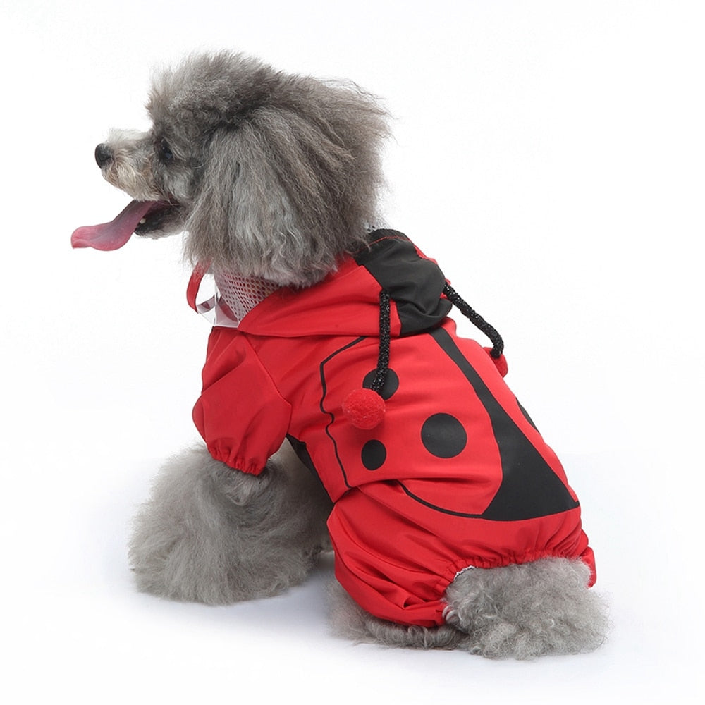 Cute Hooded Beetle Dog Raincoat