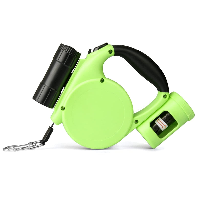 Retractable Dog Leash With Poop Bags Holder