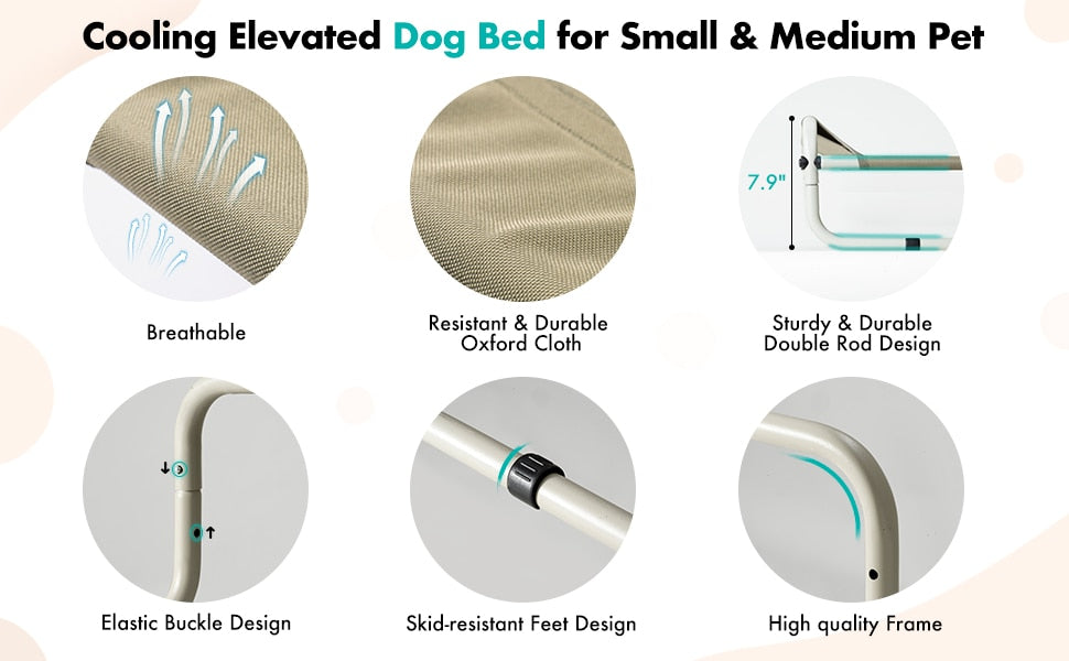 Sturdy Double Rod Elevated Dog Bed